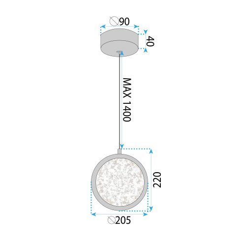 CRYSTAL LED PENDANT LAMP TOOLIGHT LHJ100-1CP 22,5 GOLD