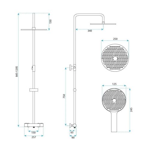 Shower Set Without Spout With Thermostat Rea Lungo White