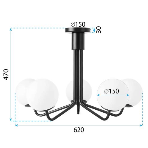 LAMP APP1578-5CP BLACK MAT
