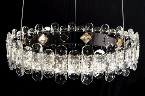 Pendant LED Lamp TOOLIGHT APP1041-CP Cristal + remote control Round 1-light point 44 W 39x39x10-102cm