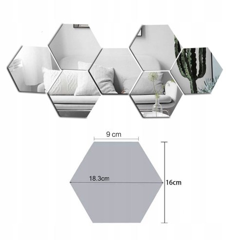 Set of 8 Hexagon mirrors