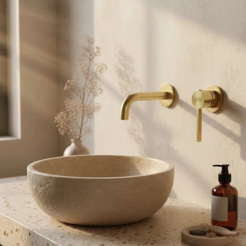 WALL MOUNTED BASIN FAUCET REA FOSTER BRUSH GOLD + BOX