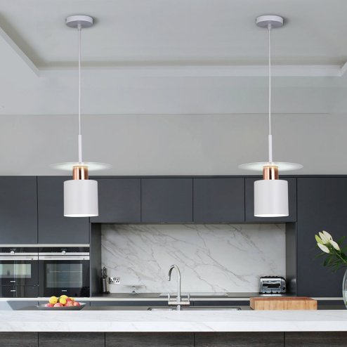 Pendant Lamp TOOLIGHT APP1146 Metal White - Gold Pink E27 1-light point