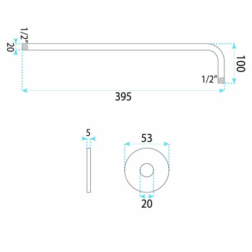 Rea Round Shower Arm Js-9021 40cm Chrome