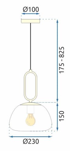 Pendant Lamp TOOLIGHT APP1073-1CP White Gold 1-light point E27 23x23x15-100cm