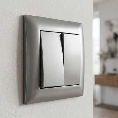 Toolight Double Switch With Frame Oste Jnh007-w Grey