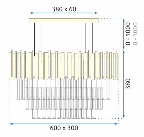 Pendant Lamp TOOLIGHT 312355 Cristal Gold 6-light points E14 60x30x38-138cm