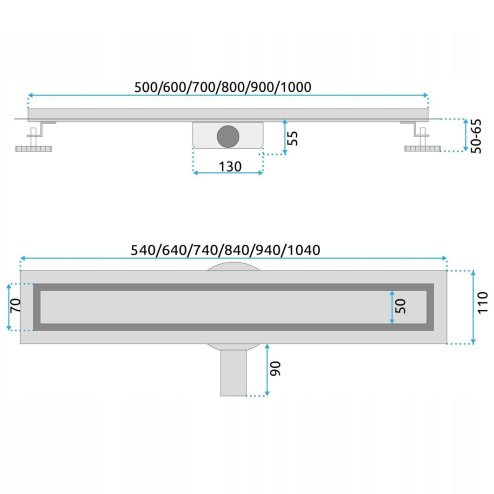 Linear drainage REA NEOX PRO Nickiel Brush 80