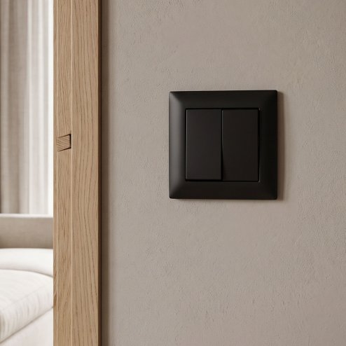 Toolight Double Switch With Frame Oste Jnh007-w Black