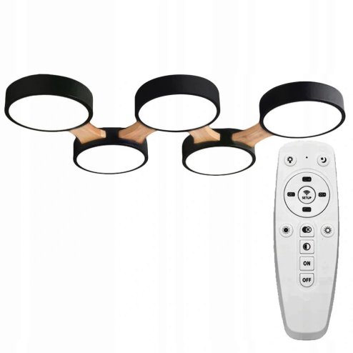 Ceiling LED Lamp Chandelier TOOLIGHT APP526-5C Black + Remote Control 5-light points 5 x 12W 35x95Cm