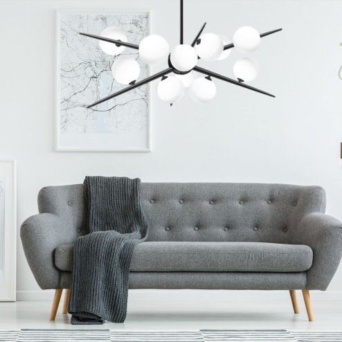 Pendant Lamp TOOLIGHT APP999-12CP Ball Black 12-light points G9 65x70x90cm