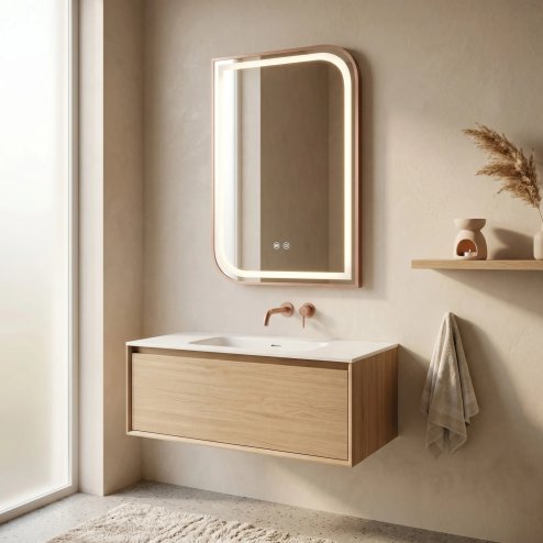 Mirror Rea Zone 70X50 Led Brush Rose Gold