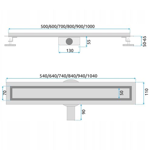 Linear drainage REA NEOX PRO Nickiel Brush 60
