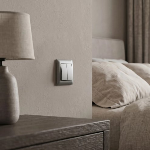 Toolight Double Switch With Frame Oste Jnh007-w Grey