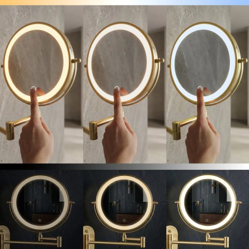 MIRROR REA GLOW BRUSH GOLD LED