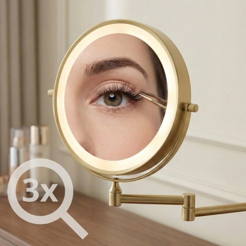 MIRROR REA GLOW BRUSH GOLD LED