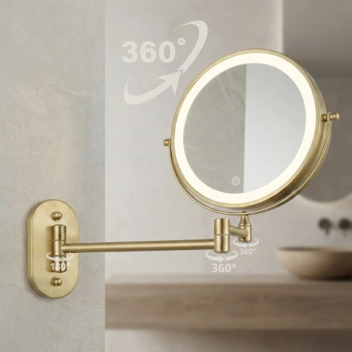 MIRROR REA GLOW BRUSH GOLD LED