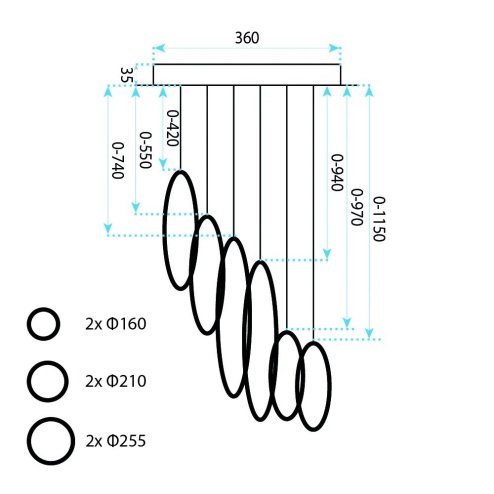 Hanging Ceiling Lamp Toolight App1921-Cp Black Led Black