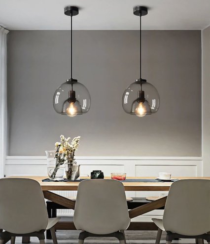 Pendant Lamp TOOLIGHT APP1027-1CP Black Round 1-light point E27 25x25x45-100cm