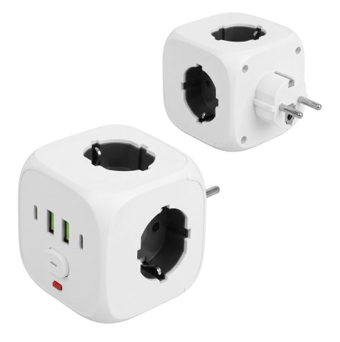 Toolight 7-in-1 Cube Power Splitter Jnh019 White Image