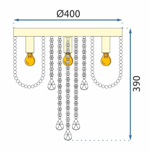 CEILING LAMP TOOLIGHT APP1625-3C CHROME GOLD
