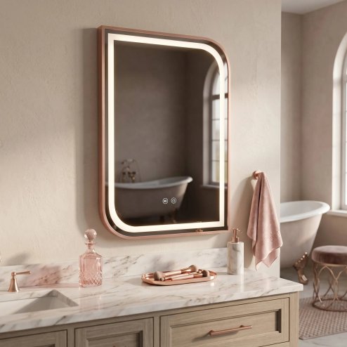 Mirror Rea Zone 70X50 Led Brush Rose Gold