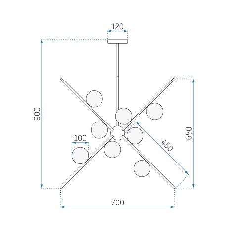 Pendant Lamp TOOLIGHT APP999-12CP Ball Black 12-light points G9 65x70x90cm