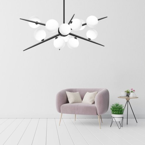 Pendant Lamp TOOLIGHT APP999-12CP Ball Black 12-light points G9 65x70x90cm