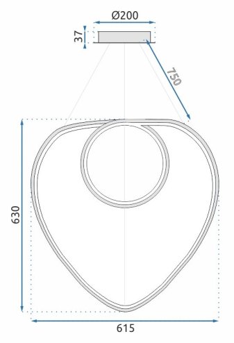 Pendant LED Lamp TOOLIGHT APP798-CP LOOP Chrome + remote control 1-light point 70W 61,5x63cm