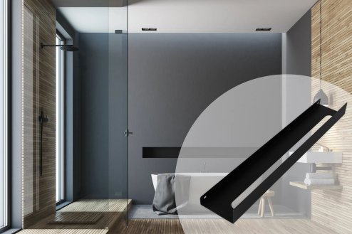 Bathroom Shelf Sf02 60Cm Black Matt