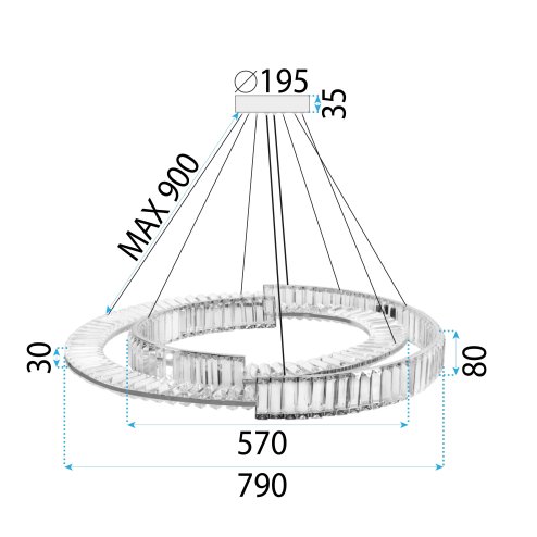 CEILING LAMP CHANDELIER TOOLIGHT LED APP1525-CP60/80 CHROME