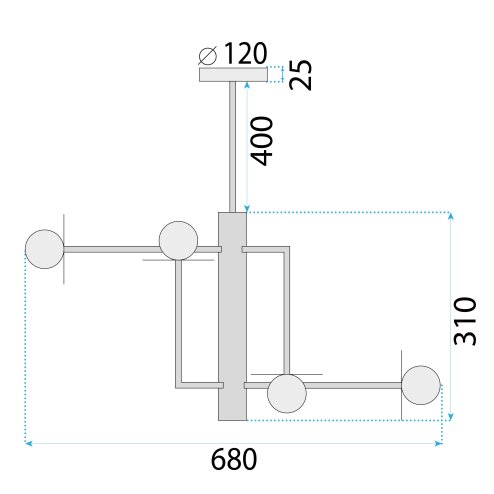 CEILING LAMP CHANDELIER TOOLIGHT APP1668-6CP BLACK