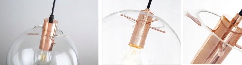 Pendant Lamp TOOLIGHT APP038-3CP LASSI Glass Rose-Gold 20cm E27
