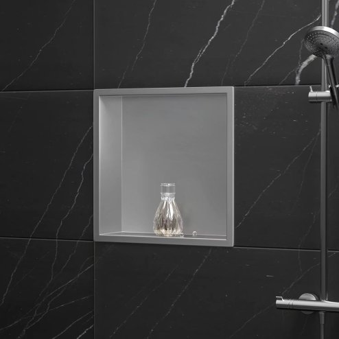 Built-in Stainless Steel Bathroom Shelf 30X30 Brushed Steel