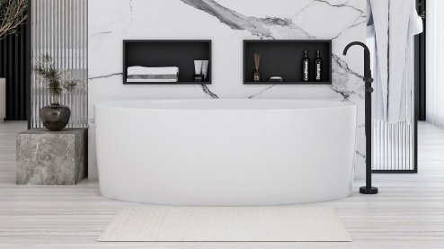 Built-in Stainless Steel Bathroom Shelf 30X45 Black Matt