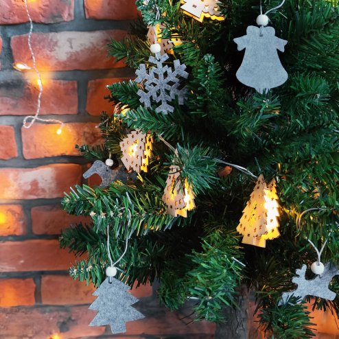 Set of 16pcs Christmas tree hangers Grey