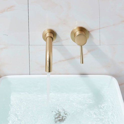 Concealed Basin Faucet REA Lungo Long Brush Gold + Box