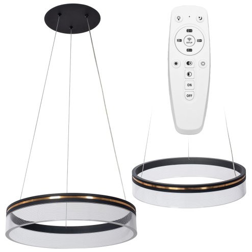Pendant LED Lamp TOOLIGHT APP1191-CP 40cm Black Plastic 32W + remote control