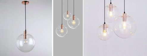 Pendant Lamp TOOLIGHT APP038-3CP LASSI Glass Rose-Gold 20cm E27