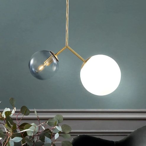 Pendant Lamp TOOLIGHT APP1013-2CP Ball Gold 2-light points E27 20x40x55cm