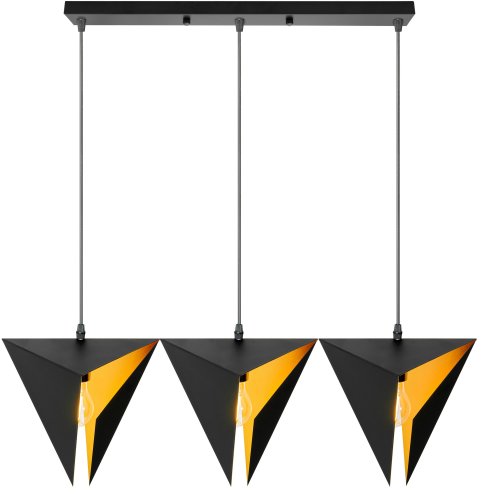 Pendant Lamp TOOLIGHT APP254-3CP Geometric Black Triple Triangles 3-light points E27 17,5x70x25cm