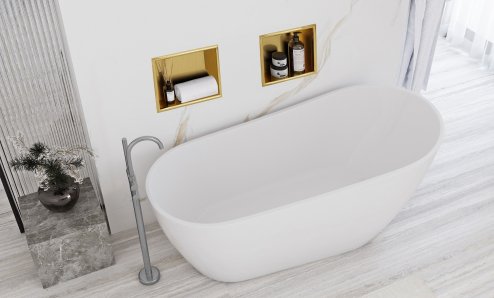 Built-in Stainless Steel Bathroom Shelf 30X30 Brushed Gold