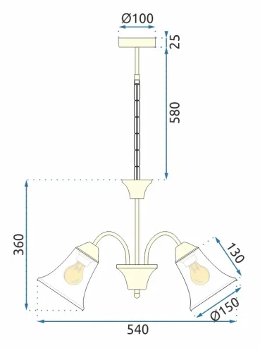 Pendant Lamp TOOLIGHT APP960-5CP Vintage Chrome 5-light points E27 54x36cm