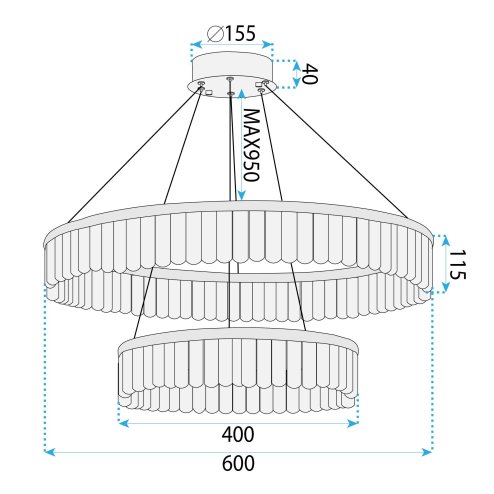 CEILING LAMP CHANDELIER TOOLIGHT APP1750-CP GOLD LED