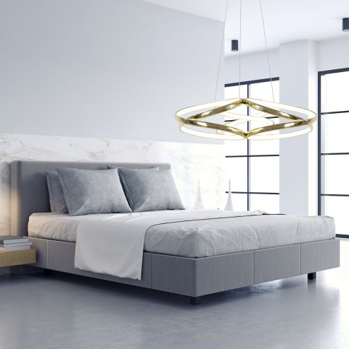 Pendant LED Lamp TOOLIGHT APP794-CP Modern Gold + remote control 3-light points 70W 54x54x26-89cm