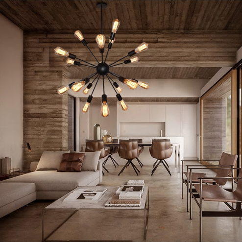 Pendant Lamp TOOLIGHT APP259-18C Black Starfish 18-light points E27 77x77x85cm
