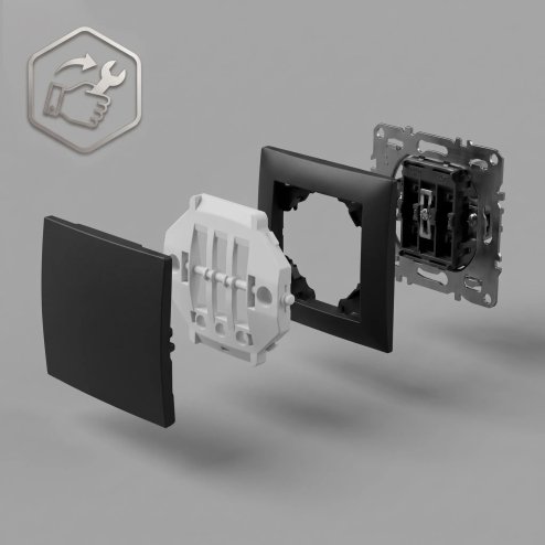 Toolight Single Switch With Frame Oste Jnh006-w Black