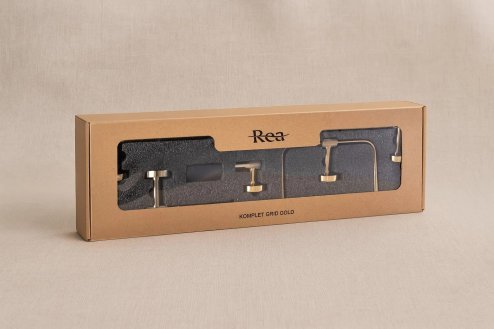 BATHROOM HOOK SET REA GRID GOLD 4 PIECES