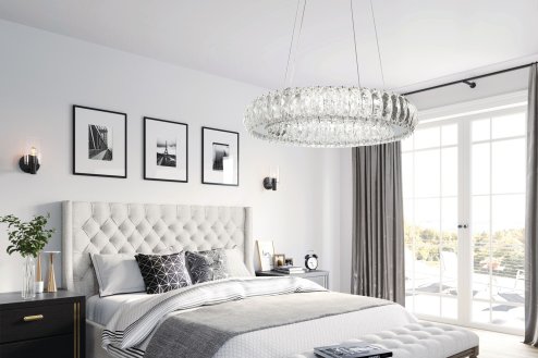 Pendant LED Lamp TOOLIGHT APP1040-CP Cristal + remote control Round 2-light points 40W 39x39x6,5-85cm