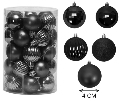 BOMBKI CHOINKOWE CZARNE 34 SZT SYSD1688-033